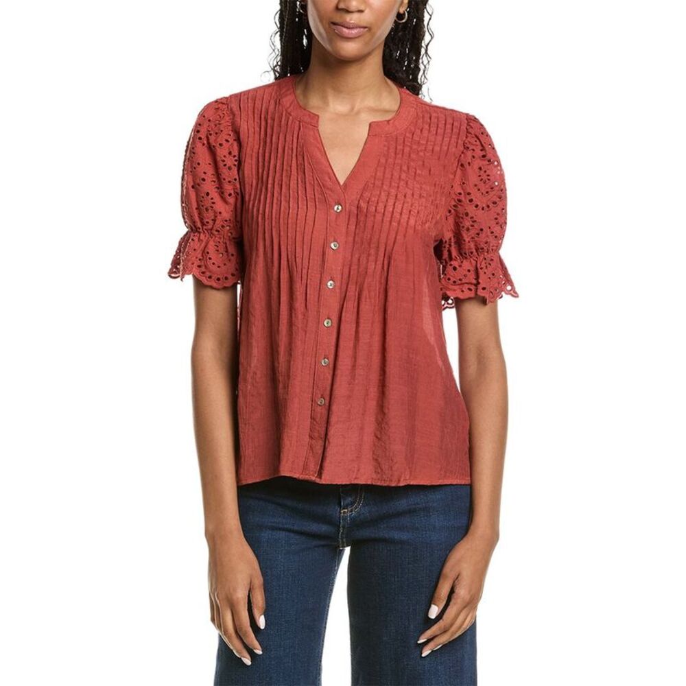 Nanette Nanette Lepore Womens Eyelet Sleeve Blouse